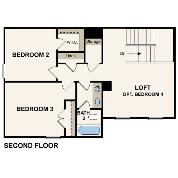 2D floor plan layout of this home in Cinco Lakes, San Antonio, TX (Image 3).