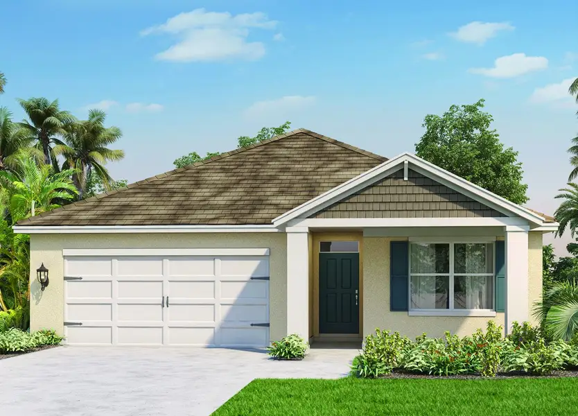 Front exterior of a new home in Fountain View, Ormond Beach, FL, highlighting curb appeal (Image 2). Front exterior of a new home in Fountain View, Ormond Beach, FL, highlighting curb appeal (Image 2).
