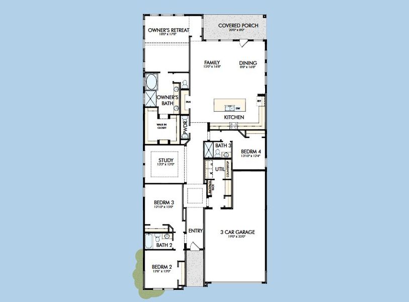 2D floor plan layout for the The Azalea by David Weekley Homes in The George - Enclave Collection, Richmond, TX (Image 5). 2D floor plan layout for the The Azalea by David Weekley Homes in The George - Enclave Collection, Richmond, TX (Image 5).