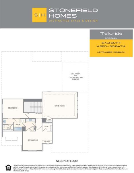 2D floor plan layout for the Telluride by Stonefield Homes in Rio Vista at Kelly Ranch, Aledo, TX (Image 6). 2D floor plan layout for the Telluride by Stonefield Homes in Rio Vista at Kelly Ranch, Aledo, TX (Image 6).