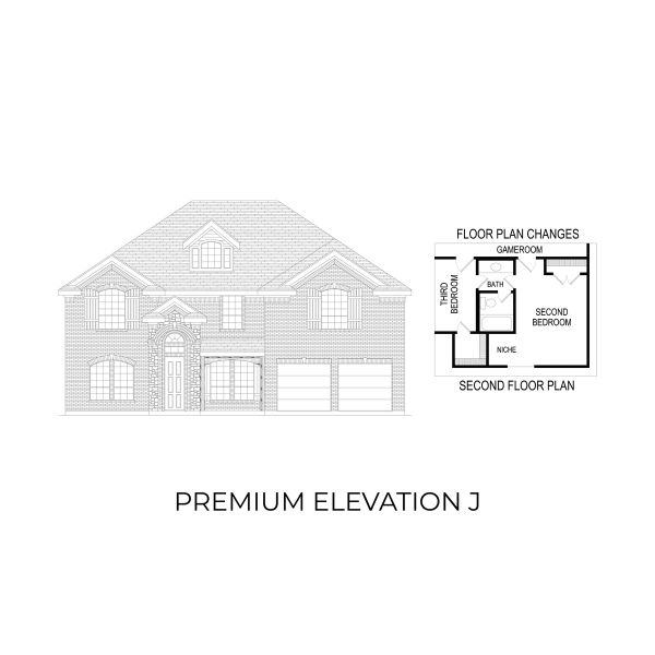 Representative rendering of the exterior for the Hillcrest 2F (w/Media) by First Texas Homes (Image 12).