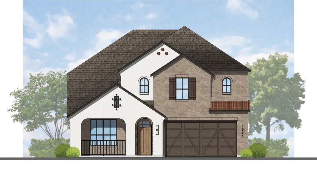 Representative rendering of the exterior for the Bernini Plan by Highland Homes (Image 24).