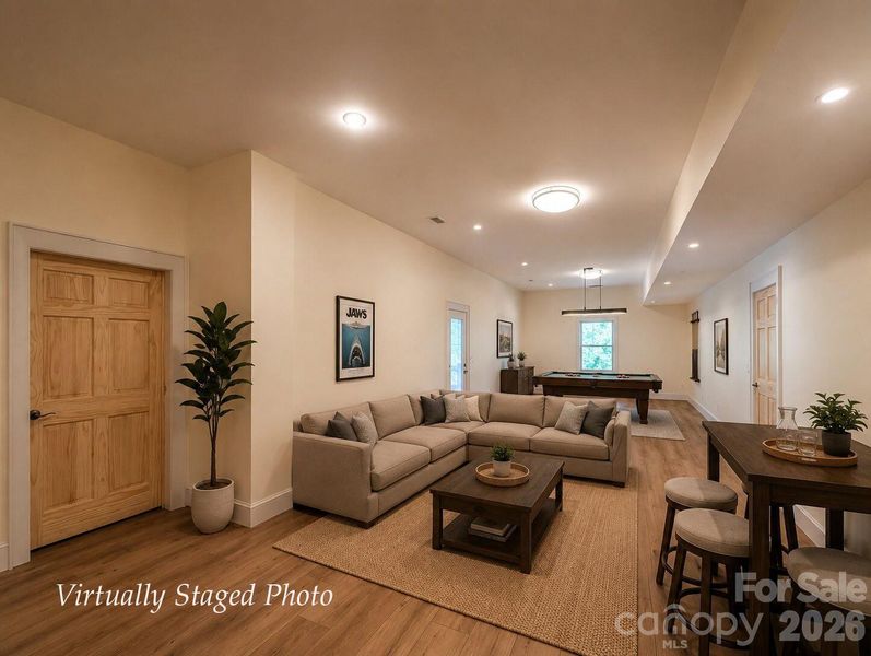 Virtually Stage representation of downstairs flex-space