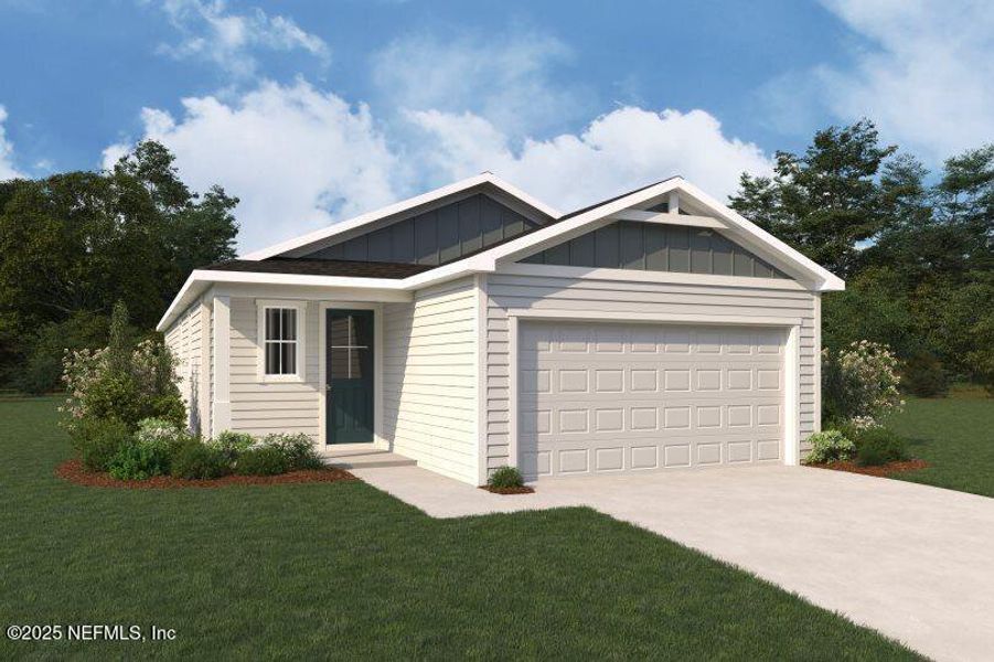 Front exterior of a new home in RiverTown - Forest, St. Johns, FL, highlighting curb appeal (Image 1).
