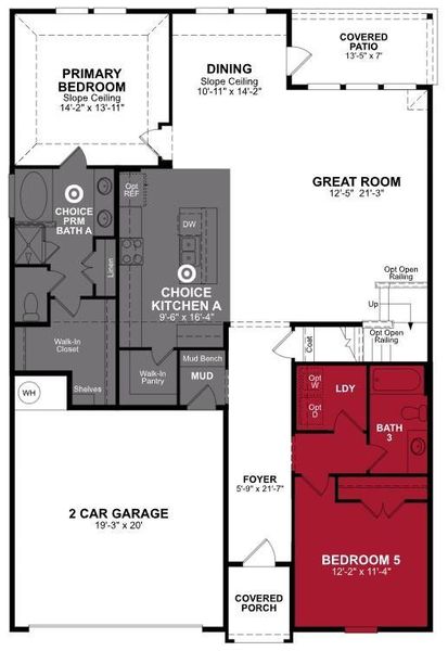 2D floor plan layout of this home in Lake Pointe: Lake Pointe at Paloma Creek, Little Elm, TX (Image 5).