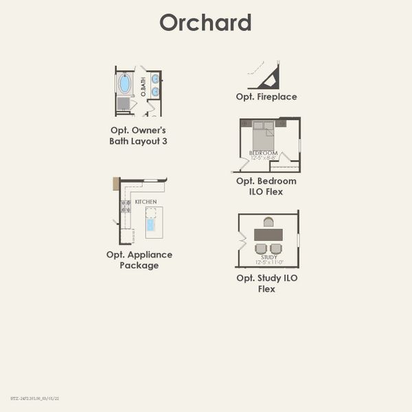 2D floor plan layout for the Orchard by Pulte Homes in Whitewing Trails, Princeton, TX (Image 3).