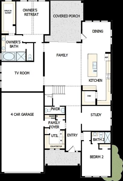 2D floor plan layout of this home in Wolf Ranch – West Bend, Georgetown, TX (Image 5).