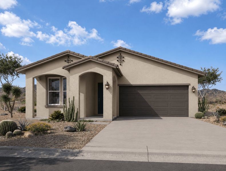 Representative exterior photo of a completed home built from the Mead by William Ryan Homes in The Ridge at Sienna Hills, Buckeye, AZ (Image 23).