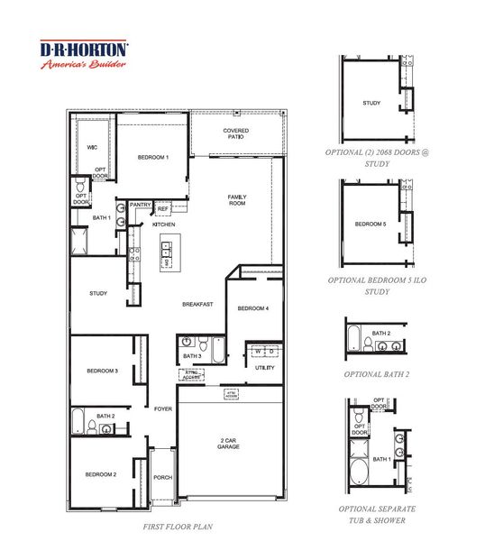 2D floor plan layout for the Burnet by D.R. Horton in Emberly, Beasley, TX (Image 3).