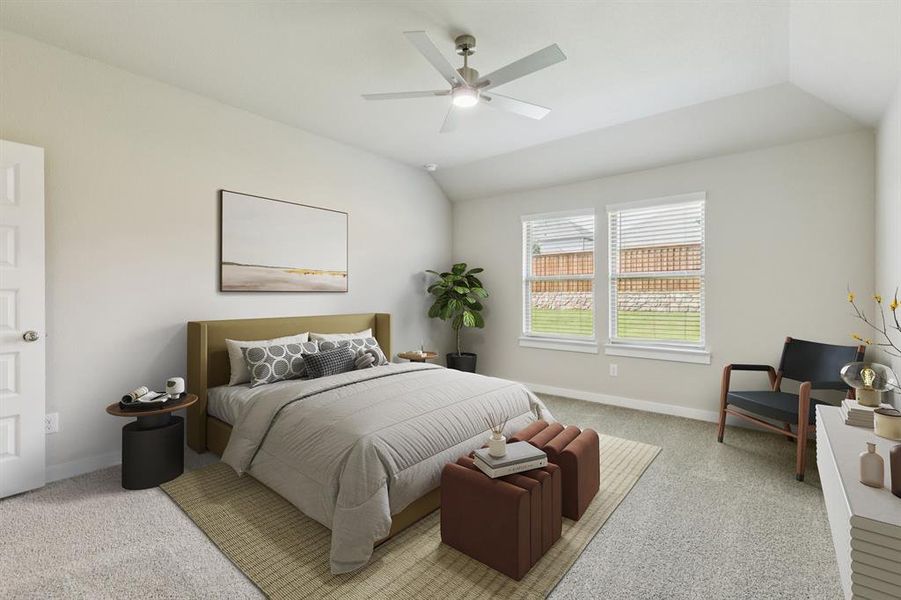 Primary bedroom in the Heisman home plan by Trophy Signature Homes – REPRESENTATIVE PHOTO