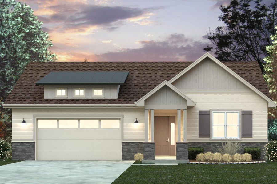 Representative exterior photo of a completed home built from the Amelia by Bridgewater Homes in Kitchel Lake, Timnath, CO (Image 7).