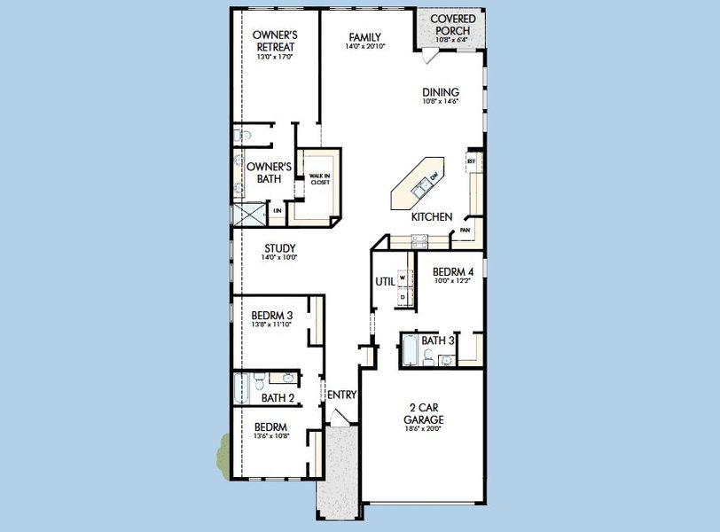 2D floor plan layout for the The Aspen by David Weekley Homes in Crighton Cove - Retreat Collection, Conroe, TX (Image 3). 2D floor plan layout for the The Aspen by David Weekley Homes in Crighton Cove - Retreat Collection, Conroe, TX (Image 3).