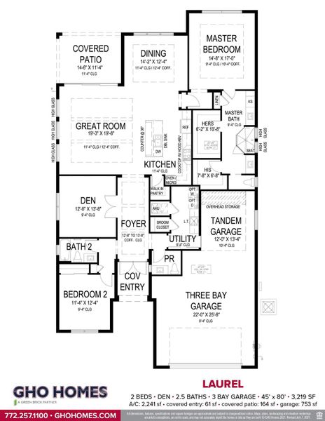 2D floor plan layout for the Laurel by GHO Homes in Belterra, Port St. Lucie, FL (Image 6).