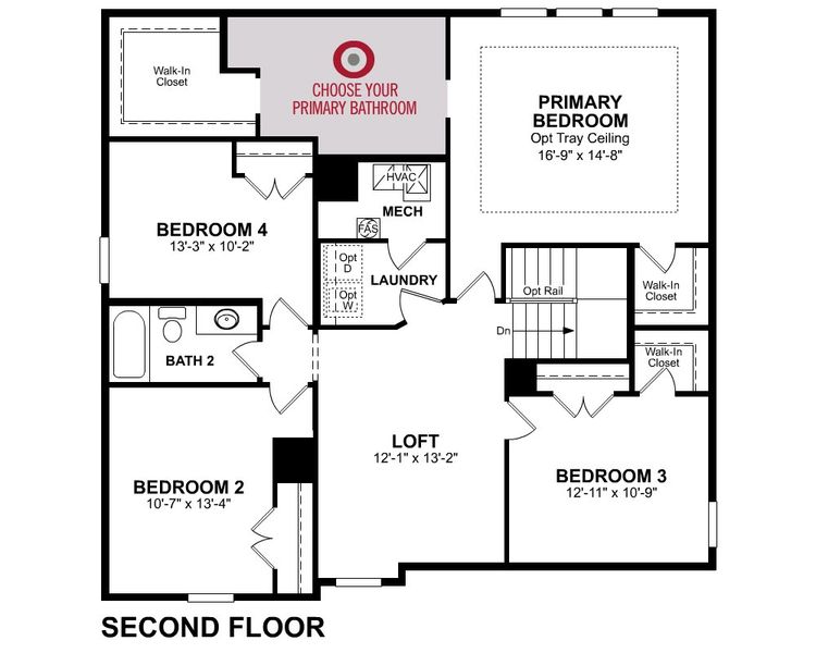 2D floor plan layout for the Cottonwood by Beazer Homes in The Groves of Berkeley, Moncks Corner, SC (Image 5).