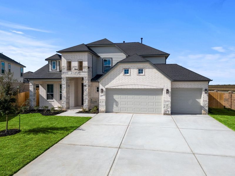 Front exterior of a new home in Beacon Hill, Waller, TX, highlighting curb appeal (Image 15).
