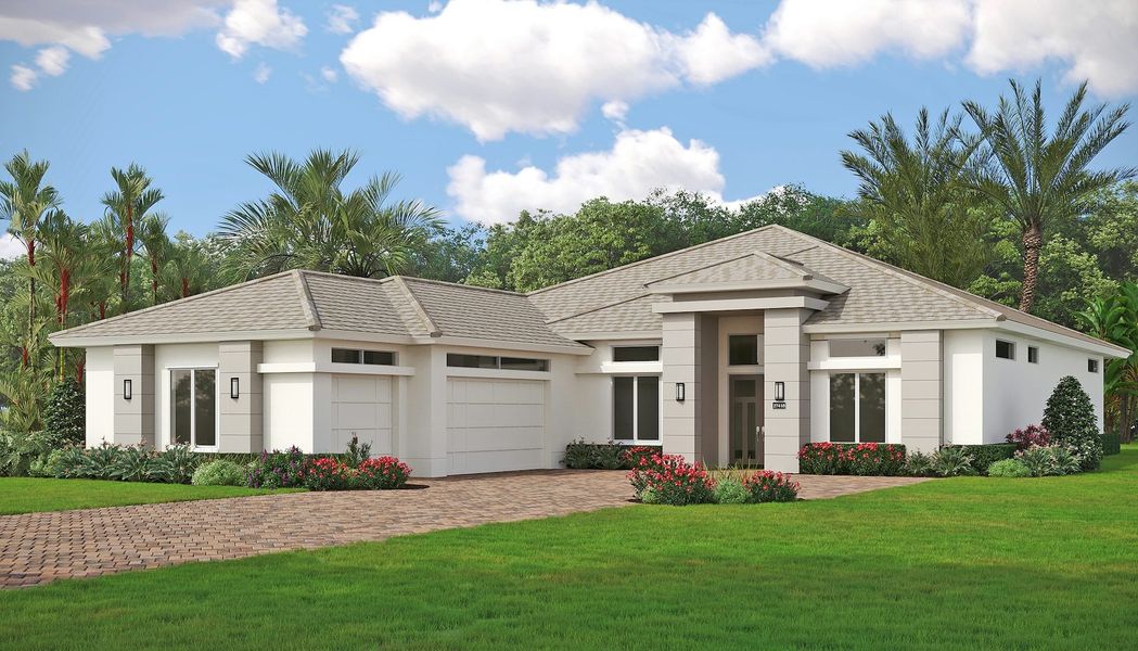 Representative exterior photo of a completed home built from the Riviera by GHO Homes in The Reserve at Grand Harbor, Vero Beach, FL (Image 27).