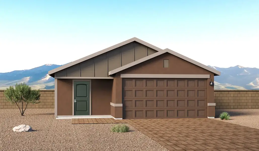 Representative exterior photo of a completed home built from the Cedar - T30C by D.R. Horton in Sorrel Ridge Estates, Tucson, AZ (Image 1). Representative exterior photo of a completed home built from the Cedar - T30C by D.R. Horton in Sorrel Ridge Estates, Tucson, AZ (Image 1).