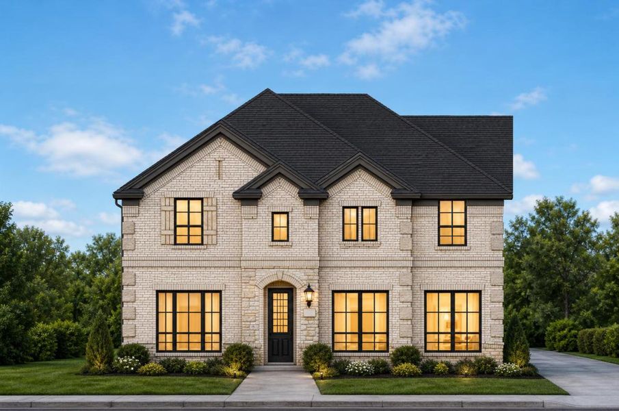 Representative exterior photo of a completed home built from the Royal Heritage by Grand Homes in Goodland in Prairie Ridge, Venus, TX (Image 17). Representative exterior photo of a completed home built from the Royal Heritage by Grand Homes in Goodland in Prairie Ridge, Venus, TX (Image 17).