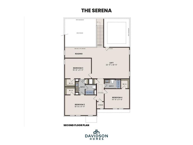 2D floor plan layout for the The Serena E by Davidson Homes LLC in Morgan Meadows, San Antonio, TX (Image 3). 2D floor plan layout for the The Serena E by Davidson Homes LLC in Morgan Meadows, San Antonio, TX (Image 3).