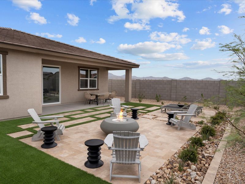 Exterior details and patio area of a home in Mesquite Mountain Ranch at Frontera, Surprise (Image 22).