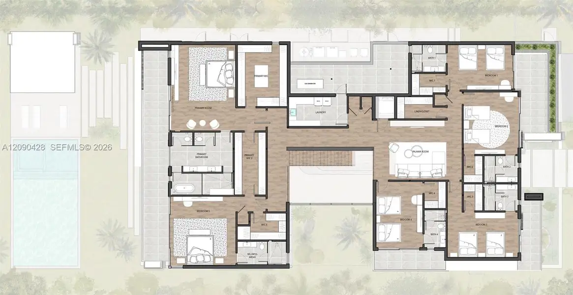 2D floor plan layout of this home in , Surfside, FL (Image 6). 2D floor plan layout of this home in , Surfside, FL (Image 6).