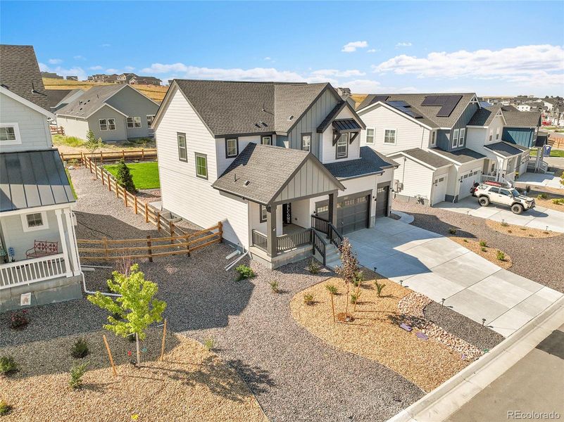 Front exterior of a new home in Independence: The Pioneer Collection, Elizabeth, CO, highlighting curb appeal (Image 23).