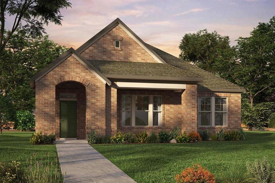 Front exterior of a new home in Elements at Viridian - Traditional Series, Arlington, TX, highlighting curb appeal (Image 1).