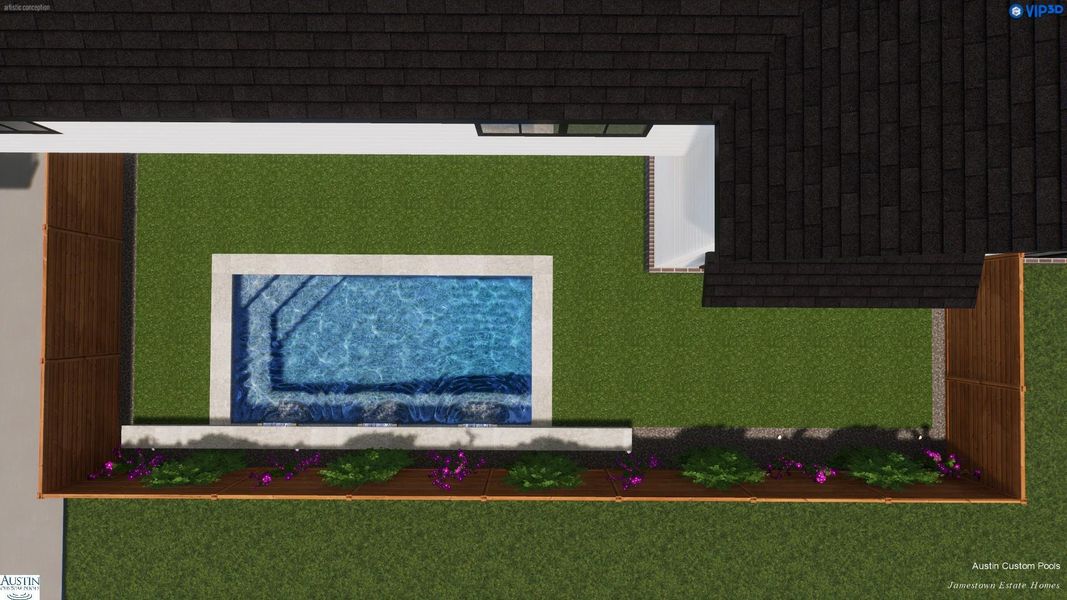 Overhead view of potential pool (pool not included.)
