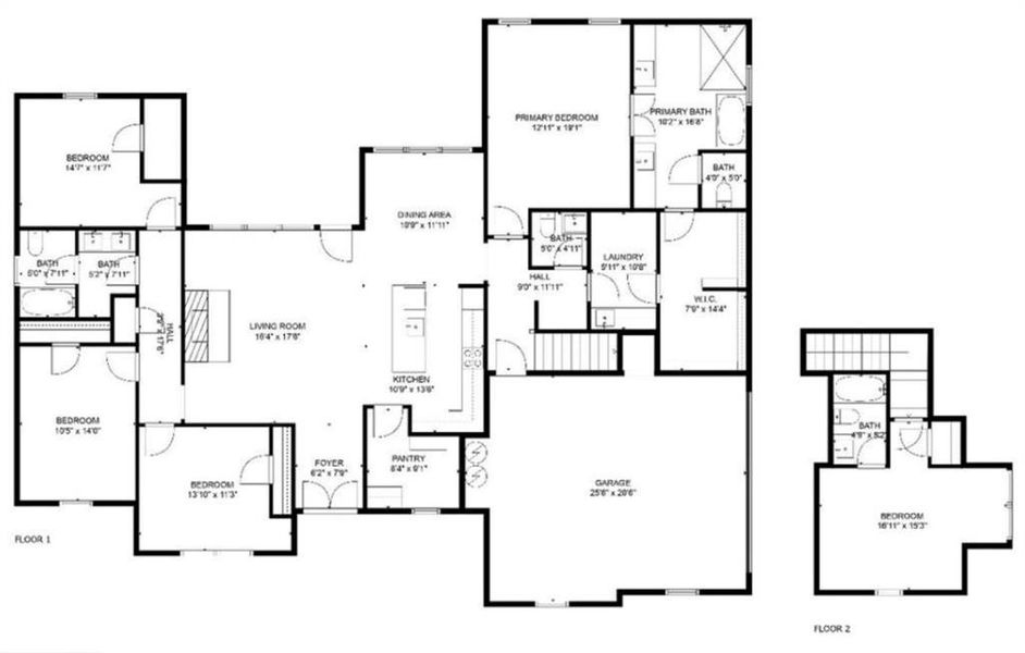 2D floor plan layout of this home in , Gillsville, GA (Image 5).