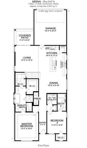 2D floor plan layout for the Leona by Landon Homes in Fields - East Village, Frisco, TX (Image 4). 2D floor plan layout for the Leona by Landon Homes in Fields - East Village, Frisco, TX (Image 4).
