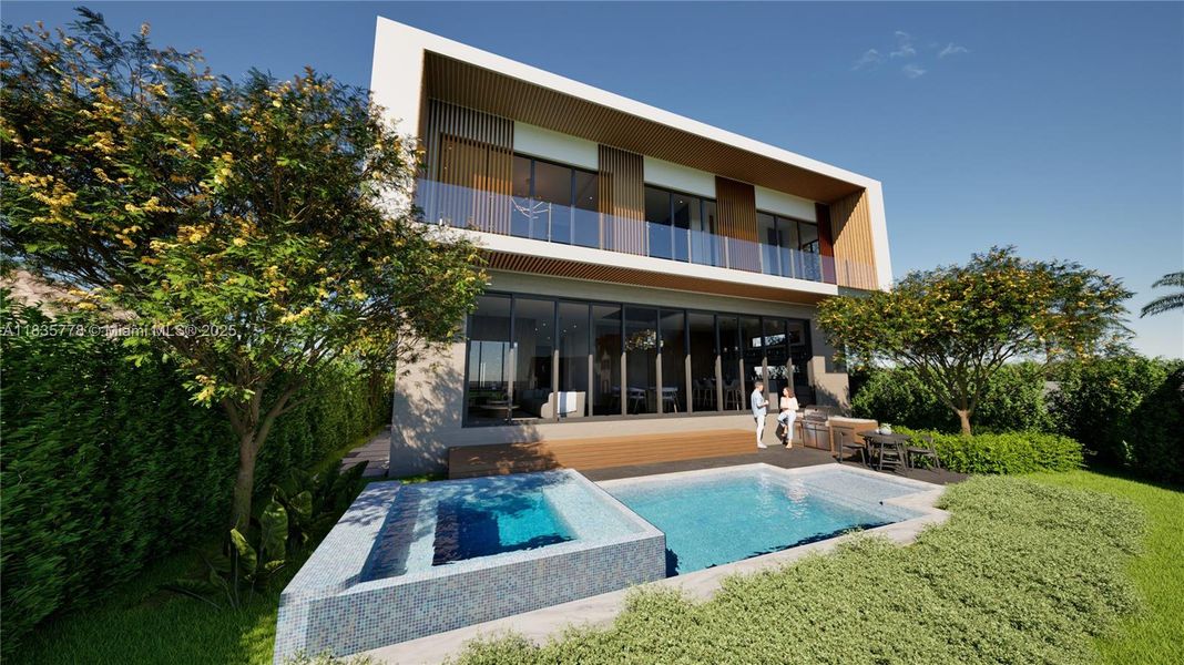 Exterior details and patio area of a home in , Miami Beach (Image 3). Exterior details and patio area of a home in , Miami Beach (Image 3).