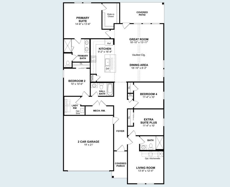 2D floor plan layout for the Passionflower II - ESP by K. Hovnanian® Homes in Caldwell Lakes, Dallas, TX (Image 20). 2D floor plan layout for the Passionflower II - ESP by K. Hovnanian® Homes in Caldwell Lakes, Dallas, TX (Image 20).