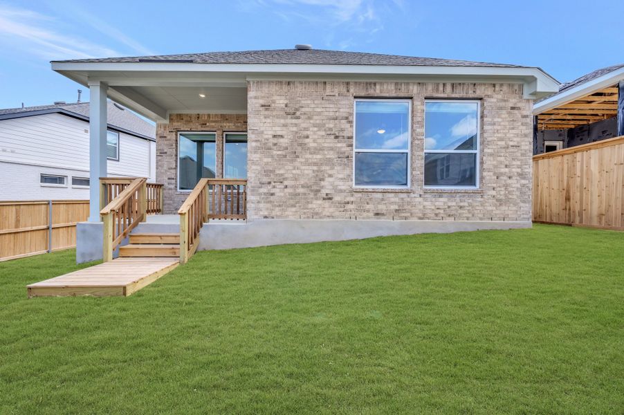 Exterior details and patio area of a home in Mayfair - Select Garden Series, New Braunfels (Image 3).