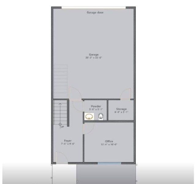 Level 1 - Garage and office / powder bath