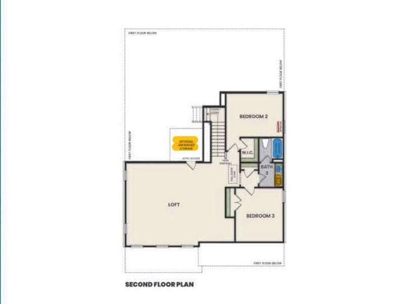 2D floor plan layout of this home in Sage on North Main, Wake Forest, NC (Image 6).