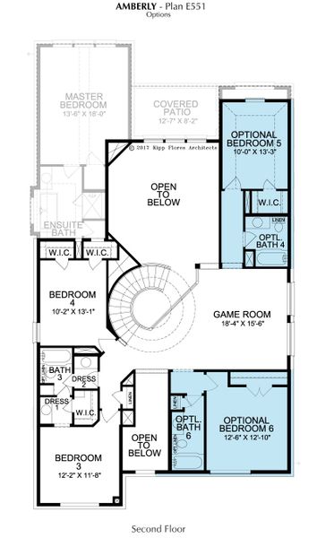 2D floor plan layout for the Amberly by Landon Homes in East Village - Classic Series, Frisco, TX (Image 5).