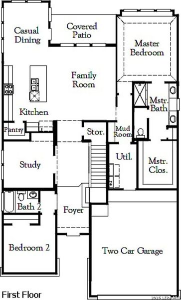 2D floor plan layout of this home in Rhine Valley, Schertz, TX (Image 3).