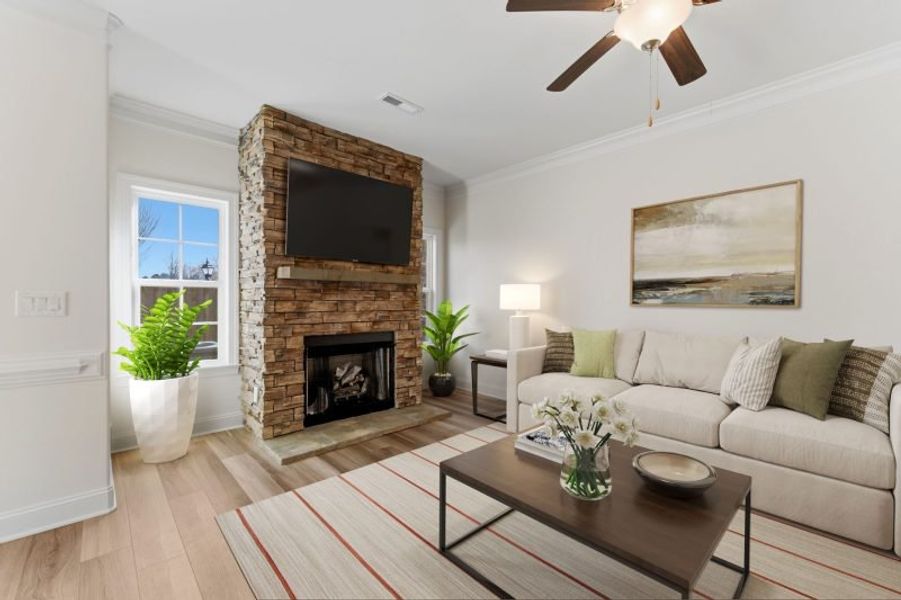 Representative furnished interior of a home built from the Cayman by Keystone Homes NC in Weybridge, Burlington (Image 8). Representative furnished interior of a home built from the Cayman by Keystone Homes NC in Weybridge, Burlington (Image 8).