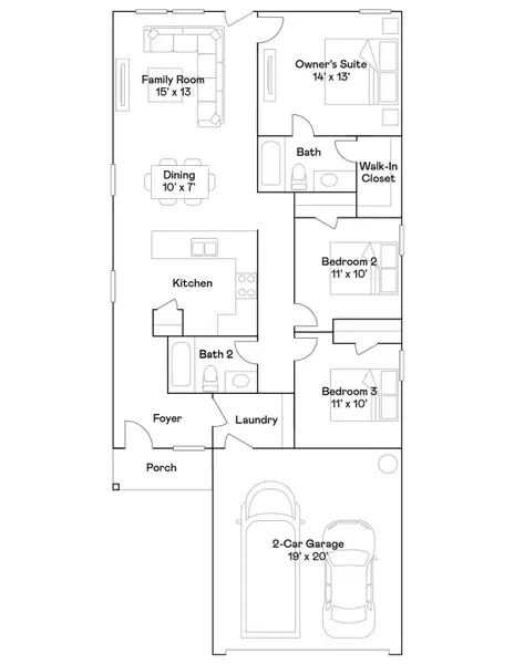 2D floor plan layout of this home in Esperanza: Cottage Collection, Richmond, TX (Image 4).