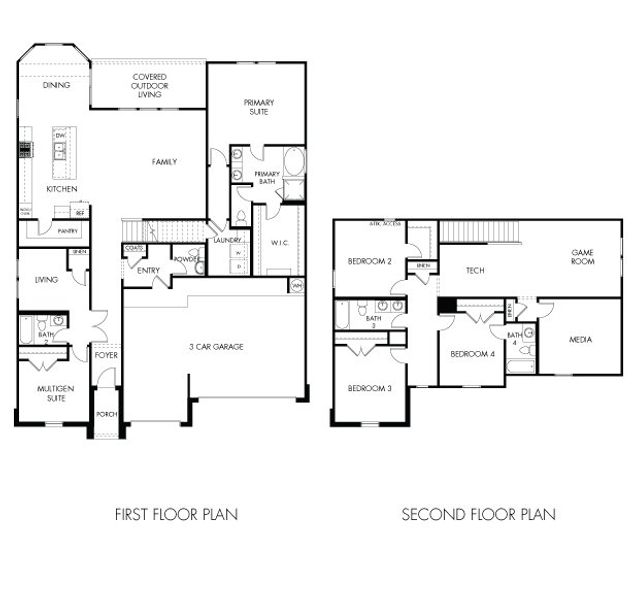 2D floor plan layout for the The Republic (575) by Meritage Homes in Prairie Winds - Executive Collection, Hutto, TX (Image 3).