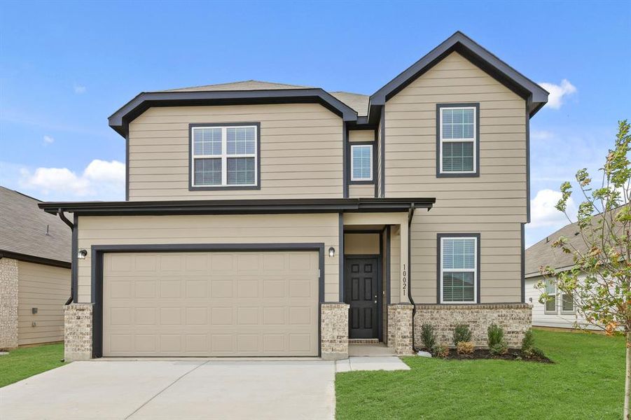 Front exterior of a new home in Retreat at Fossil Creek, Fort Worth, TX, highlighting curb appeal (Image 2). Front exterior of a new home in Retreat at Fossil Creek, Fort Worth, TX, highlighting curb appeal (Image 2).