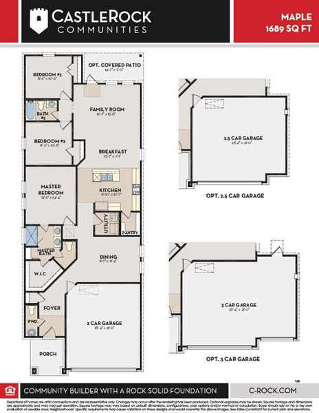 2D floor plan layout for the Maple by CastleRock Communities in Chasin Heights, Converse, TX (Image 3).