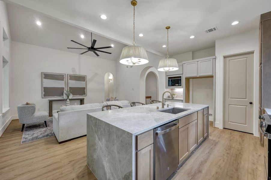 Conveniently opens up to the living area. Conveniently opens up to the living area.