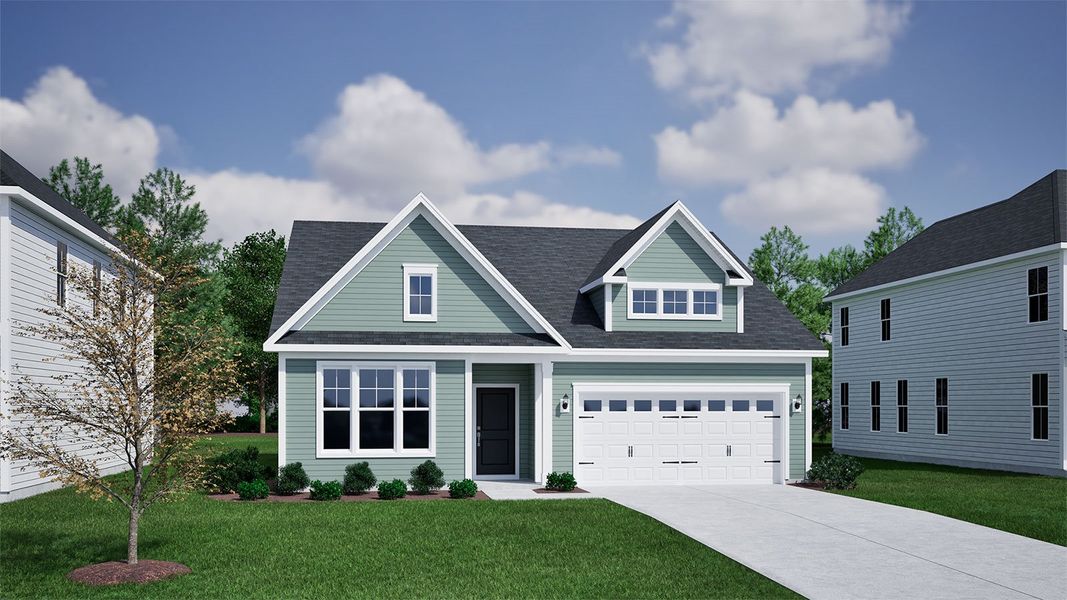 Representative exterior photo of a completed home built from the Cary - Vanguard Collection by Mungo Homes in Cottages at Lake Emory, Inman, SC (Image 6).