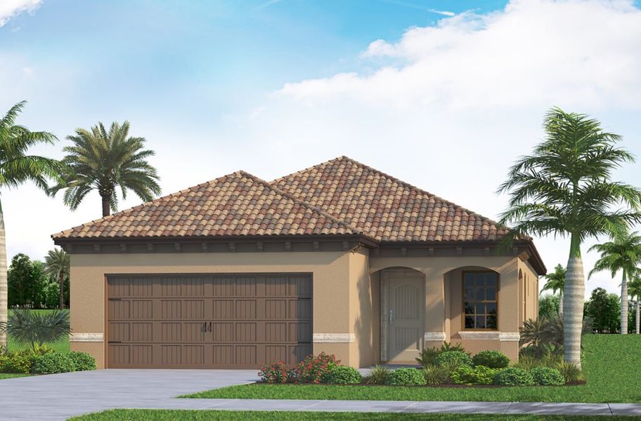 Front exterior of a new home in Vicenza, Venice, FL, highlighting curb appeal (Image 1). Front exterior of a new home in Vicenza, Venice, FL, highlighting curb appeal (Image 1).