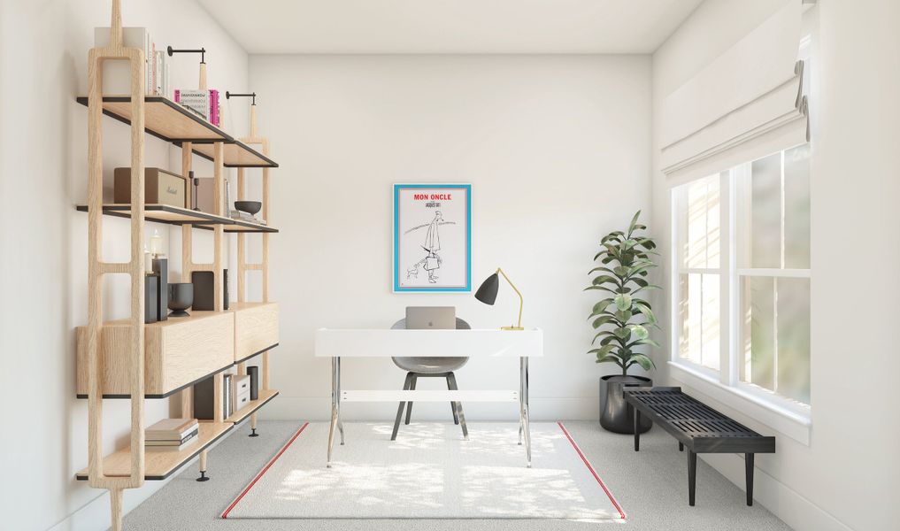 Home office with barn door