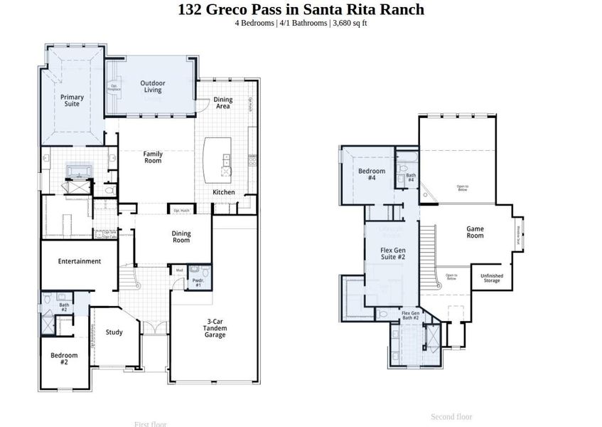 2D floor plan layout of this home in Santa Rita Ranch, Liberty Hill, TX (Image 4). 2D floor plan layout of this home in Santa Rita Ranch, Liberty Hill, TX (Image 4).