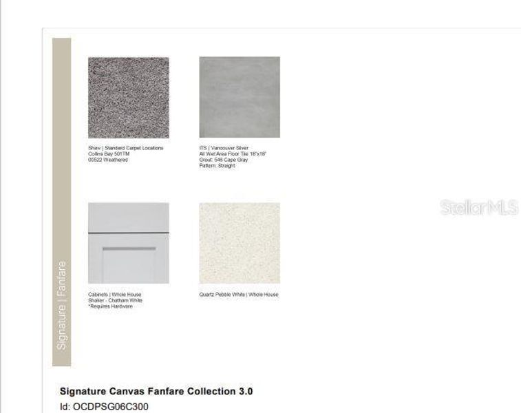 Design Selections.  Home is under construction and selections are subject to change.