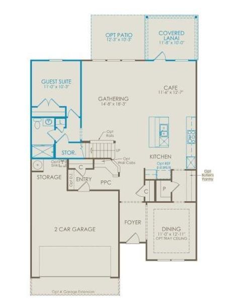 2D floor plan layout of this home in Hunters Creek, Flowery Branch, GA (Image 2).