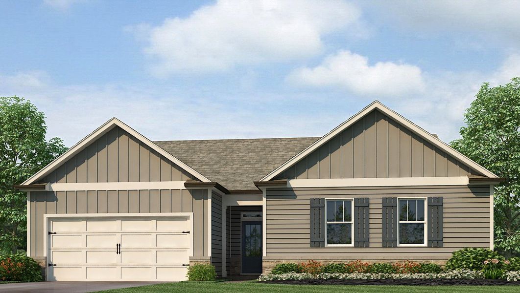 Representative exterior photo of a completed home built from the Denton by D.R. Horton in Thompson Ridge, Dallas, GA (Image 20).